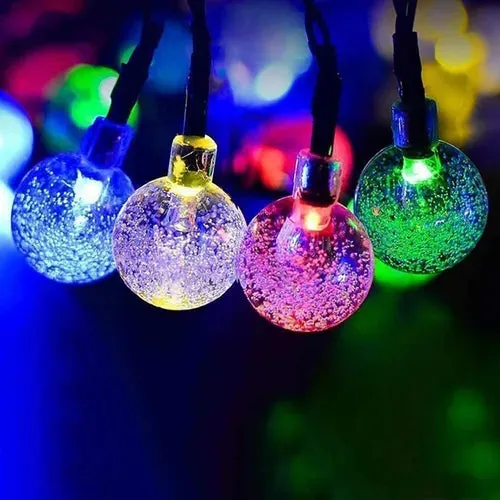 Multi Colour Round Crystal Ball Fairy Bubble String LED Lights For Decorations Multicolor, 15m, Plug-in