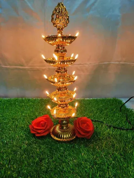 5 Layer Electric Diya Deepak Light Lamp LED Lights for Puja Home Temple Decor Diwali Festival