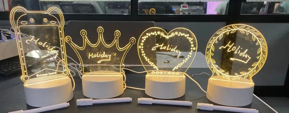 3D Acrylic Message Note Board With Pen LED Night Light