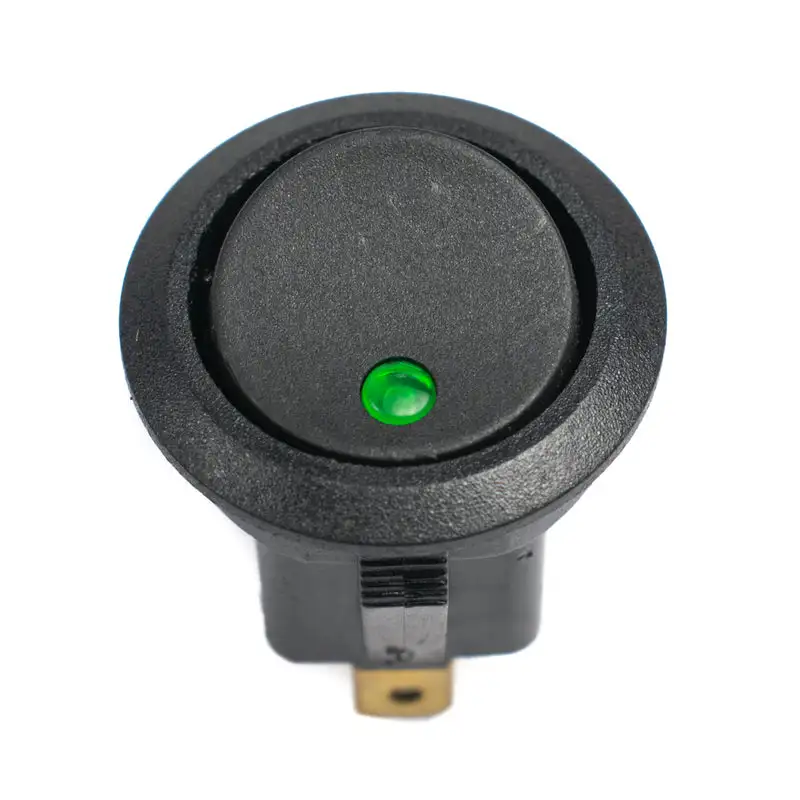 6A 250V AC SPST ON-OFF Round Rocker Switch with Green Light